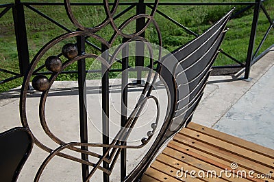 Bench in the form of twin hearts Stock Photo