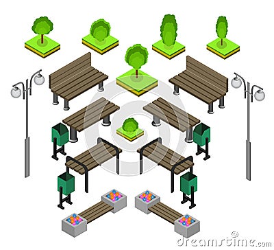 Bench. Outdoor park benches Icon Set. Vector Illustration