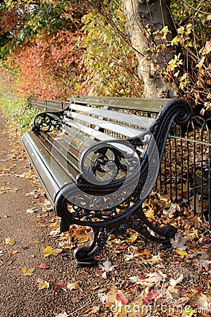 A bench in the park Stock Photo