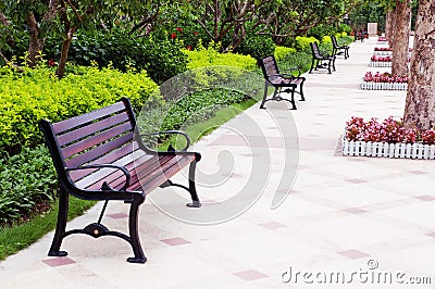 Bench in park Stock Photo