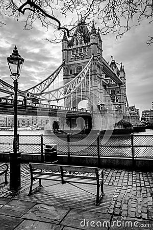 Looking at Tower Bridge Stock Photo