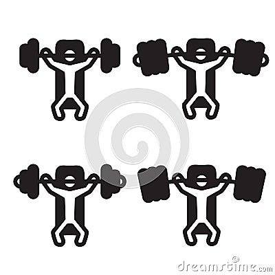 Bench press icon in four variations. Vector illustration. Cartoon Illustration