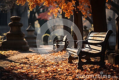 bench under a tree near the Picturesque Lake, idyll and silence. Stock Photo