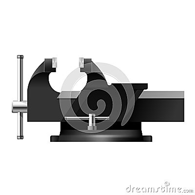 Bench vise, metal clamps for metal work - workbench vice tool, screw vise Vector Illustration