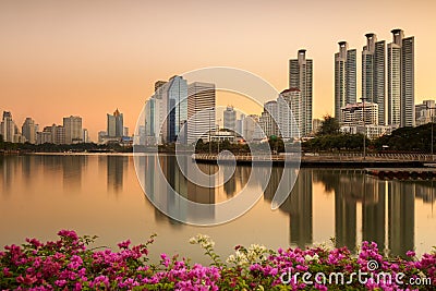 Benchakitti Park at Sunrise Editorial Stock Photo