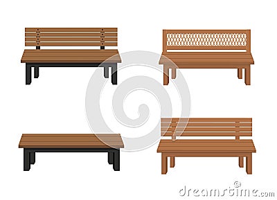 Benches isolated on white background.vector illustration.wooden construction. Vector Illustration