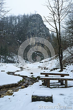 Solomon stones in winter, Brasov, Romania Stock Photo