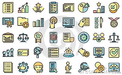 Benchmark testing icons set vector flat Vector Illustration