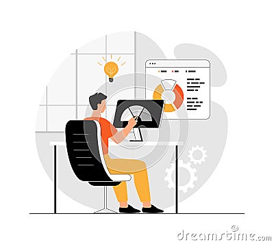 Benchmarking concept. Benchmark business development. Analysis financial statistics, data, graph, chart, report Vector Illustration