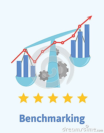 Benchmarking concept illustration. Comparing one`s business processes and performance metrics to best practices from Vector Illustration