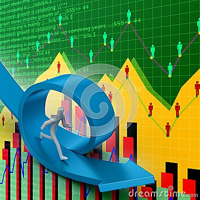 Bend arrows with man Stock Photo