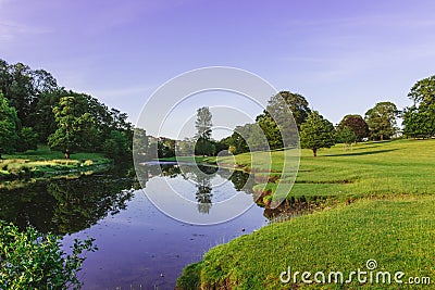 A bend in the River Bela at Dallam Park, Milnthorpe, Cumbria, England Stock Photo