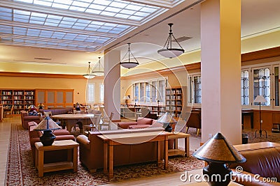 Bender reading room at Stanford Green Library Editorial Stock Photo