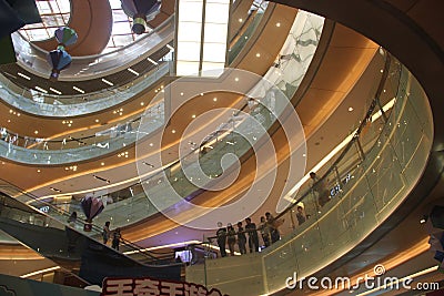 Bending of the modern shopping mall with Luxurious interior decoration in SHENZHEN Editorial Stock Photo