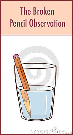 Bending Pencil Experiment. Refraction of Light Vector illustration Vector Illustration