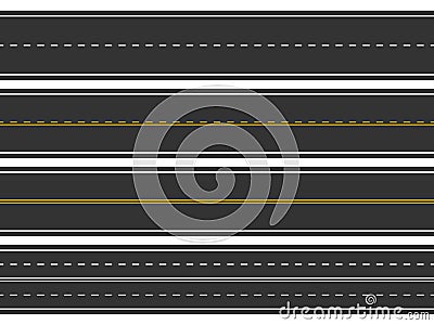 Bending roads and high ways. Road curves geometric design, street intersection, connecting major towns or cities. Vector flat styl Cartoon Illustration