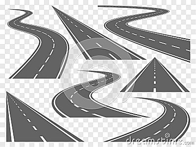 Bending roads vector set Vector Illustration