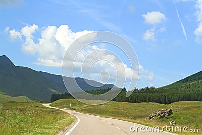 Bendy road in the scottish countryside Stock Photo