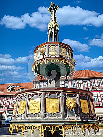 Benefactor fountain at market square Stock Photo