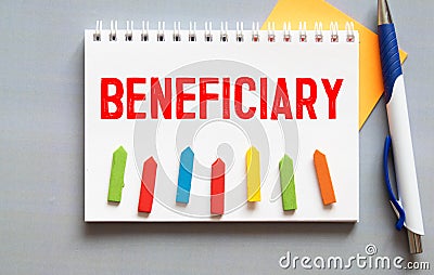 beneficiary word in a dictionary. beneficiary concept Stock Photo