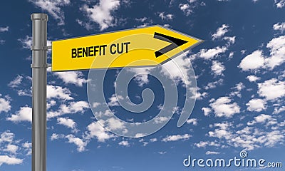 Benefit cut traffic sign Stock Photo