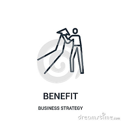 benefit icon vector from business strategy collection. Thin line benefit outline icon vector illustration Vector Illustration