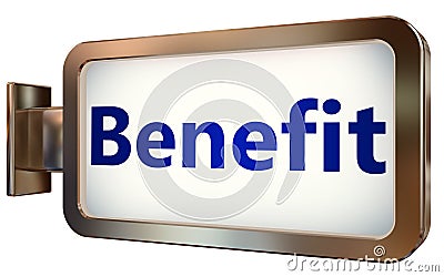 Benefit on billboard background Stock Photo