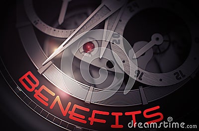 Benefits on the Automatic Men Wrist Watch Mechanism. 3D. Stock Photo