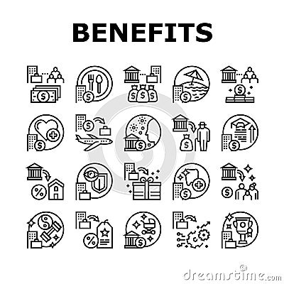 Benefits For Business Collection Icons Set Vector Vector Illustration