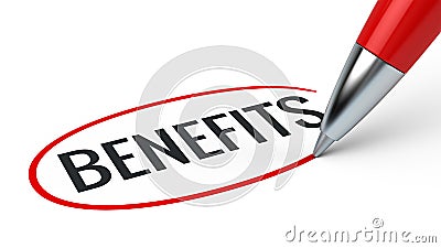 Benefits business concept - benefits word and red pen Stock Photo