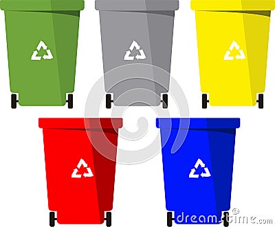 Containers or special trash cans to separate each type of waste. Some will have the function of reusing Stock Photo