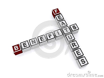 Benefits and features Stock Photo