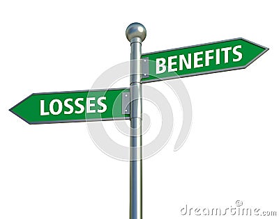 Benefits and losses Stock Photo