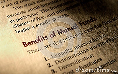 Benefits of Mutual Funds. Stock Photo