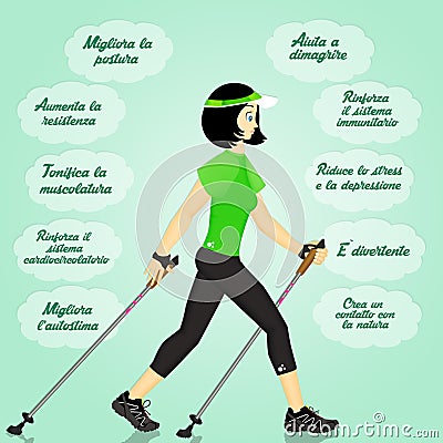 Benefits for nordic walking Stock Photo