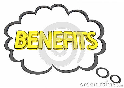 Benefits Thought Cloud Features Compensation Word Stock Photo