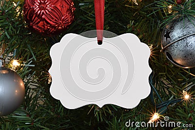 Benelux Ornament Mockup on Lit Up Tree Stock Photo