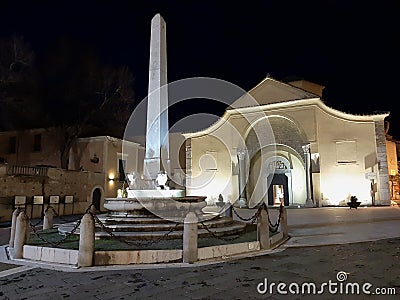 Benevento - Piazza Santa Sofia di notte Editorial Stock Photo