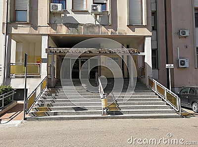 Benevento - Entrance to the Emergency Pavilion of the Civil Hospital Editorial Stock Photo