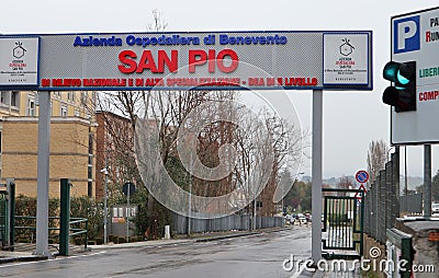 Benevento - Entrata parcheggio dell`Ospedale San Pio Editorial Stock Photo