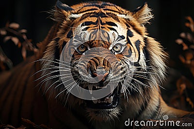 closeup of an angry bengal tiger Stock Photo