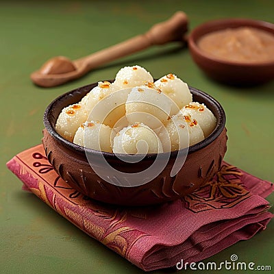 Bengali sweetness Rasgulla, a famous Indian sweet in clay Stock Photo