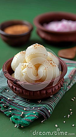 Bengali sweetness Rasgulla, a famous Indian sweet in clay Stock Photo