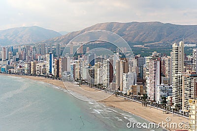 Benidorm aerial view cityscape during sunny day, Spain Stock Photo