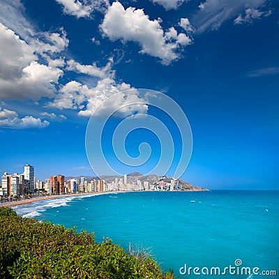 Benidorm Alicante beach buildings and Mediterranean Stock Photo