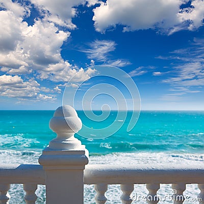 Benidorm balcon del Mediterraneo sea from white balustrade Stock Photo