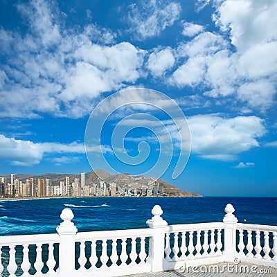 Benidorm balcon del Mediterraneo sea from white balustrade Stock Photo
