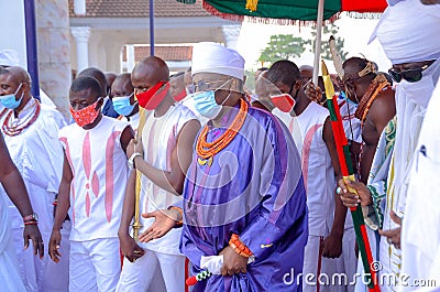Oba of Benin gets documents on repatriated artefacts. Editorial Stock Photo