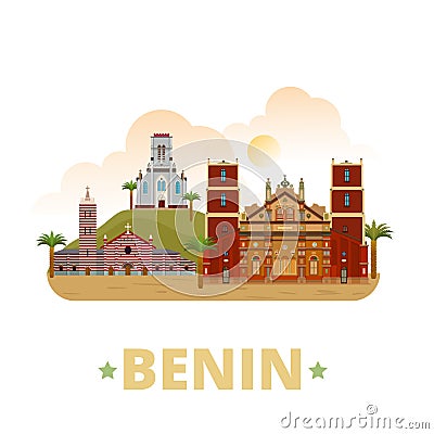 Benin country design template Flat cartoon style w Vector Illustration