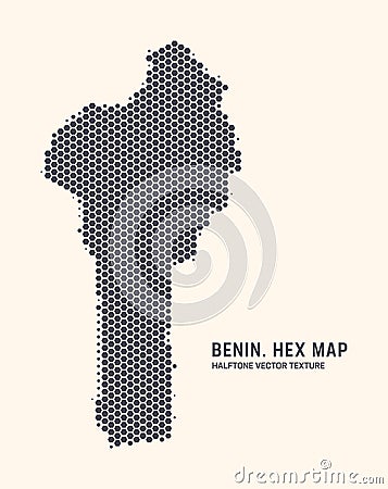 Benin Map Vector Hexagonal Half Tone Pattern Isolated On Light Background Vector Illustration